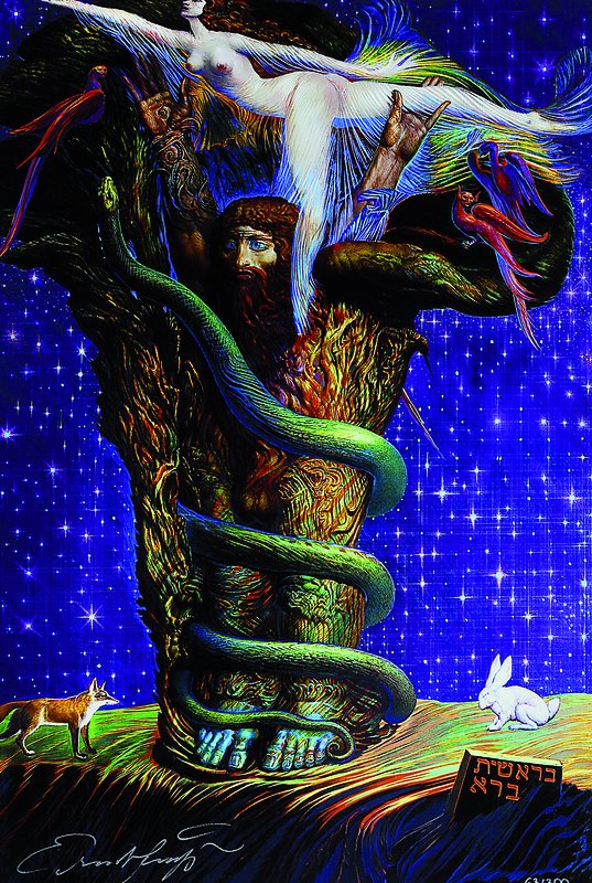 Ernst Fuchs, geb. 1930 Wien, "Adams Mysticus" 2012, Gicleedruck auf Leinwand, handsigniert und num. 63/300, ca. 55x37,5 cm, Blattgr. ca. ...