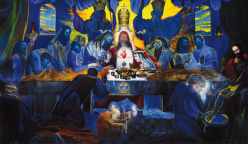 Ernst Fuchs, geb. 1930 Wien, "Das letzte Abendmahl" 2012, Gicleedruck auf Leinwand, handsigniert und num. 31/350, ca. 50x86 cm, Blattgr. ...