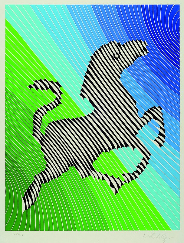Victor Vasarely, 1906-1997, "Zebra No 2", Farblithographie auf Japanpapier, 1984, handsigniert und num. XVII/L, es handelt sich bei dem ...