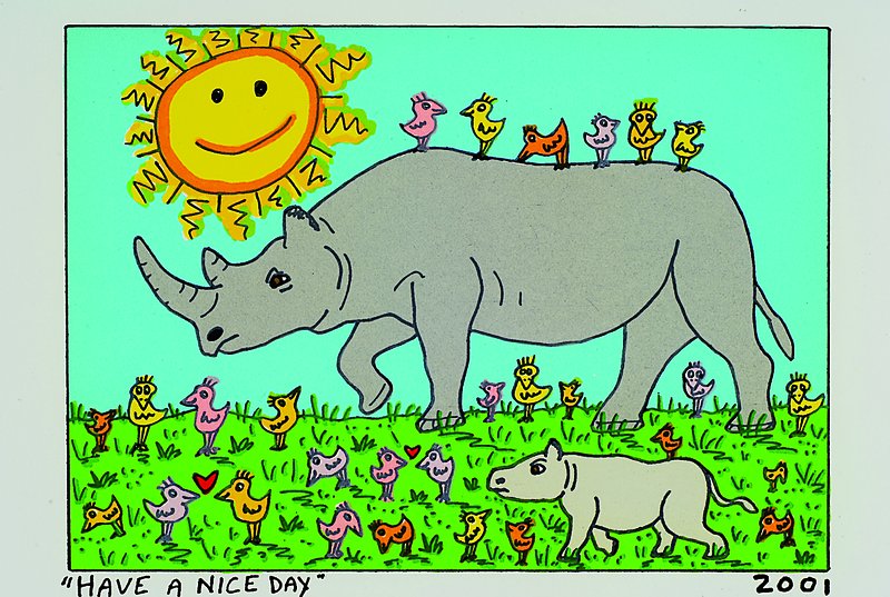 James Rizzi, 1950-2011 New York, Have a nice day, Original Farblithographie von 2001 auf Bütten, Blattgr. ca. 29x22 cm, Motivgr. ca. 20x14 cm