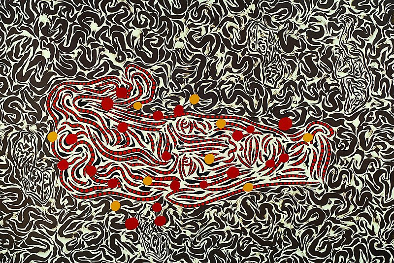 Carlos Capelan, geb. 1948 Montevideo, versch. Ausstellungen in München, Stockholm, Bogota u.a, hier: abstrakte Komposition, Mischtechnik/Papier, ...