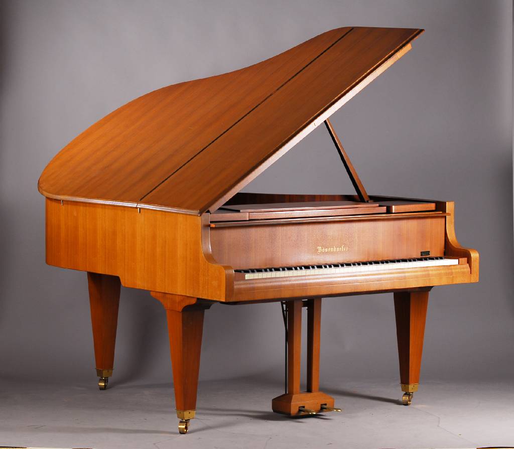 Flügel, Bösendorfer, Wien, um 1960/70, Nr. 29755, Gestell Nußbaum, dazu passender Hocker,Resonanzboden intakt, Stimmung empf., Gebr.-Sp., ca. ...