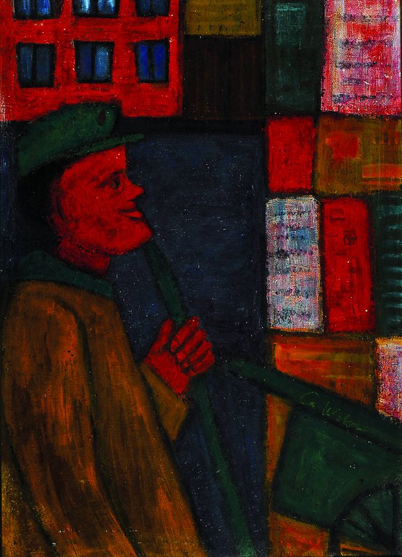 Gregor Weber, geb. 1926 Kreuzburg, zunächst Autodidakt, später Studium an den Kölner Werkschulen bei Prof. Vordemberge, hier: Der Straßenkehrer, ...