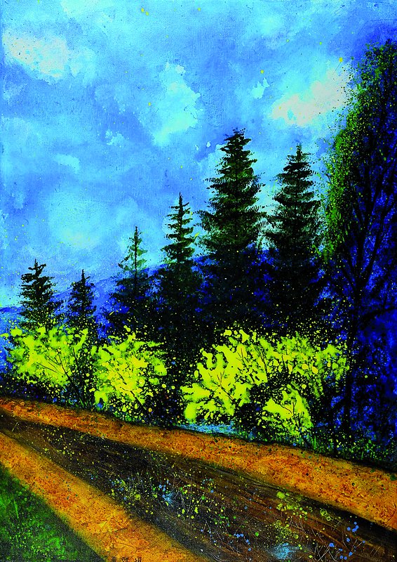 Marion Schmidt, geb. 1963 Eschwege, Heimat, Acryl, handsigniert, rückseitig gestempelt, ca. 50x60 cm