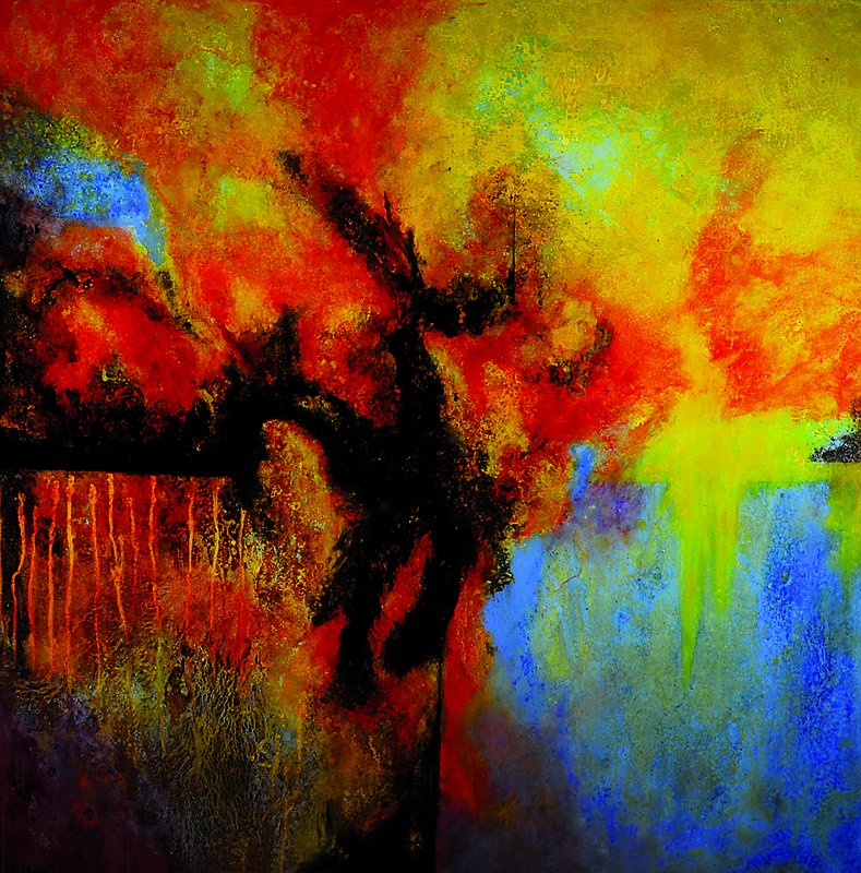 Marion Schmidt, geb. 1963 Eschwege, Autumn Feeling, Acryl, handsigniert, rückseitig gestempelt, ca. 100x100 cm