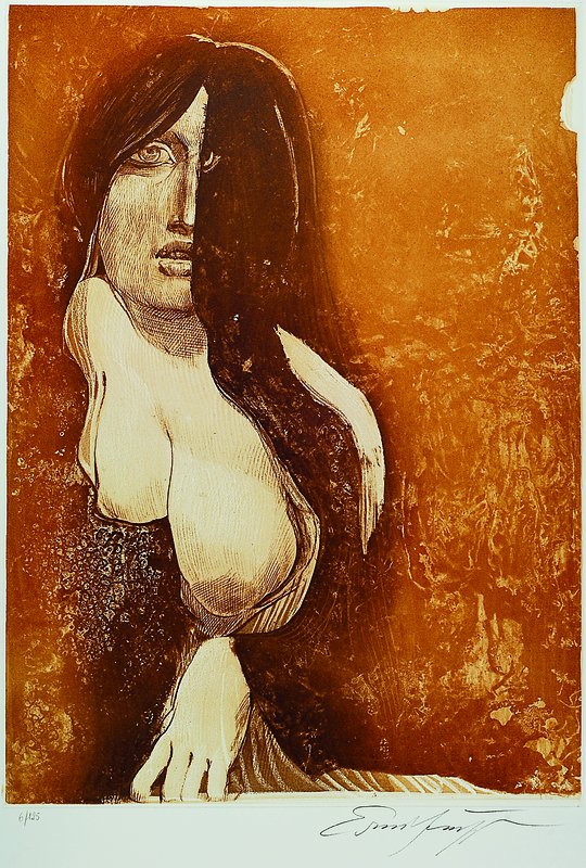 Ernst Fuchs, geb. 1930 Wien, Phantom Lady, Kaltnadelradierung, handsigniert u. num. 6/125, ca. 58.5x42 cm, Blattgr. ca. 79.5x59.5 cm
