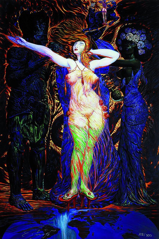 Ernst Fuchs, geb. 1930 Wien, "Die Einkleidung der Esther", Giclee auf Leinwand, 2012, handsigniert und num. 108/300,Blattgr. ca. 61x43 cm