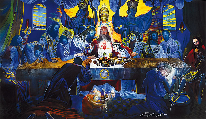 Ernst Fuchs, geb. 1930 Wien, "Das letzte Abendmahl", 2012, Giclee auf Leinwand, handsigniert und num. 33/350, ca. 50x86 cm, Blattgr. ca. ...