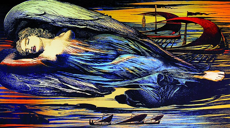 Ernst Fuchs, geb. 1930 Wien, "Engel über Wien", Giclee auf Leinwand, 2012, handsigniert und num. 118/300, Blattgr. ca. 61x105.5 cm