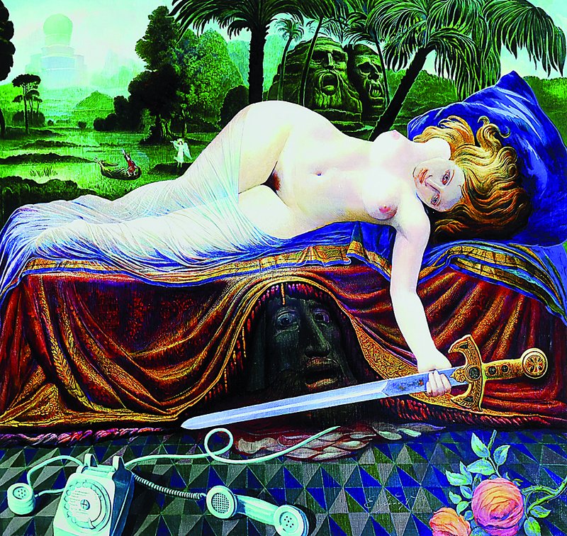 Ernst Fuchs, geb. 1930 Wien, "Judith mit dem Haupt des Holofernes", Giclee auf Leinwand, 2012, handsigniert und num. 230/300, ca. 51.5x55 ...