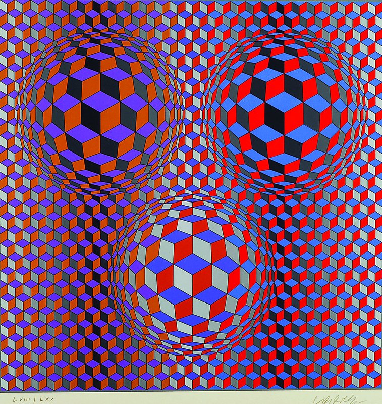 Victor Vasarely, 1908-1997, "Phoenix Constellation", Farblithographie auf Japanpapier, 1987, handsigniert und num. LVIII/L, es handelt sich ...