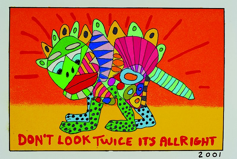 James Rizzi, 1950-2011, "Don´t look twice it´s allright", Original Farblithographie von 2001 auf Bütten, ca. 10x14,5 cm, Blattgr. ca. ...