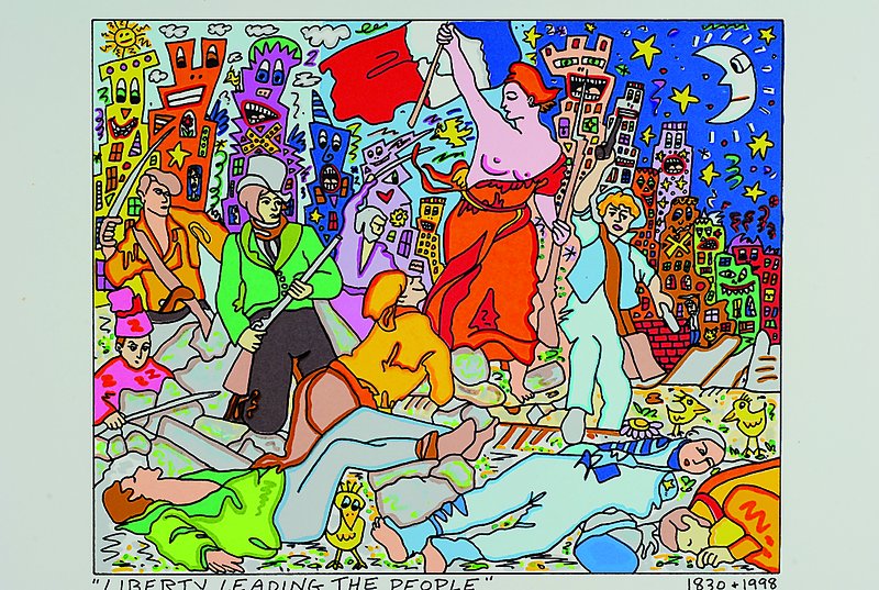 James Rizzi, 1950-2011, "Liberty leading the people", Original Farblithographie von 1998 auf Bütten, ca. 20,5x24,5 cm, Blattgr. ca. ...