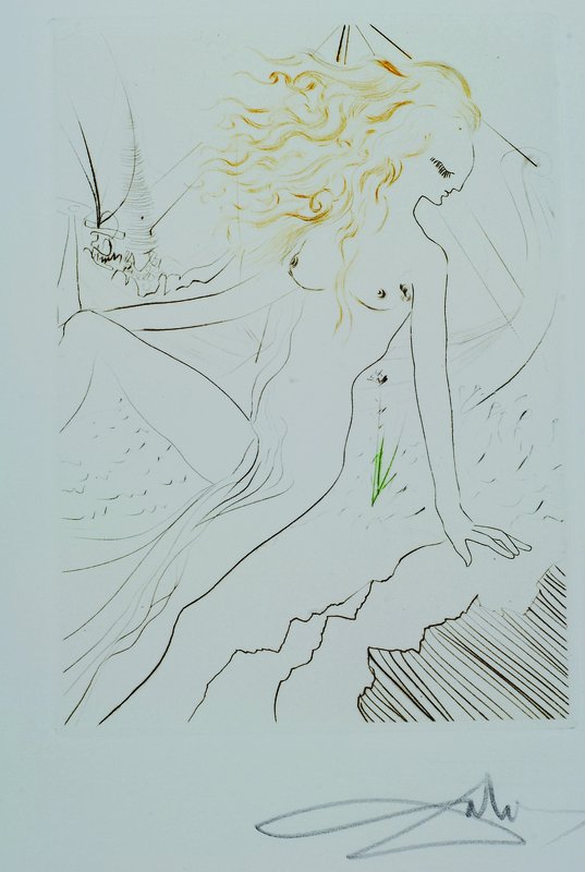 Detail a: Salvador Dali, 1904-1989, "Le Decameron", komplette Mappe auf Französisch, Text von Giovanni Boccaccio, mit zehn farbigen ...