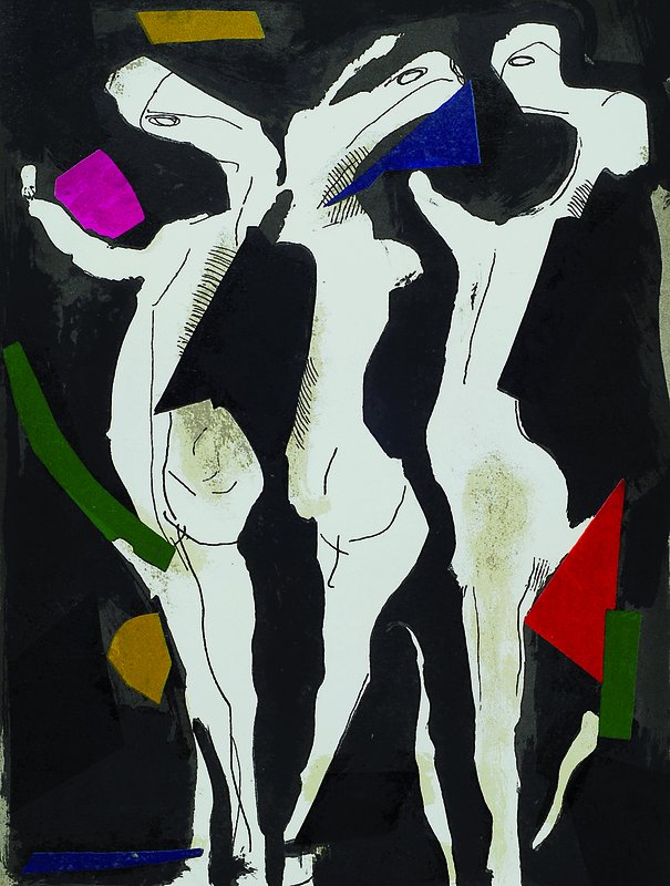 Zwei Werke aus XXe siecle 1973, Johnny Friedländer, Aquatinte, "Les grands oiseaux" und Marino Marini, Farblithographie, "Le Sacredu ...