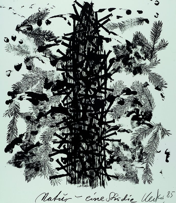Günther Uecker, geb. 1930 Wendorf, Studium an der Kunstakademie Düsseldorf und Berlin, verschiedene Ausstellungen in Amsterdam u. Düsseldorf, ...