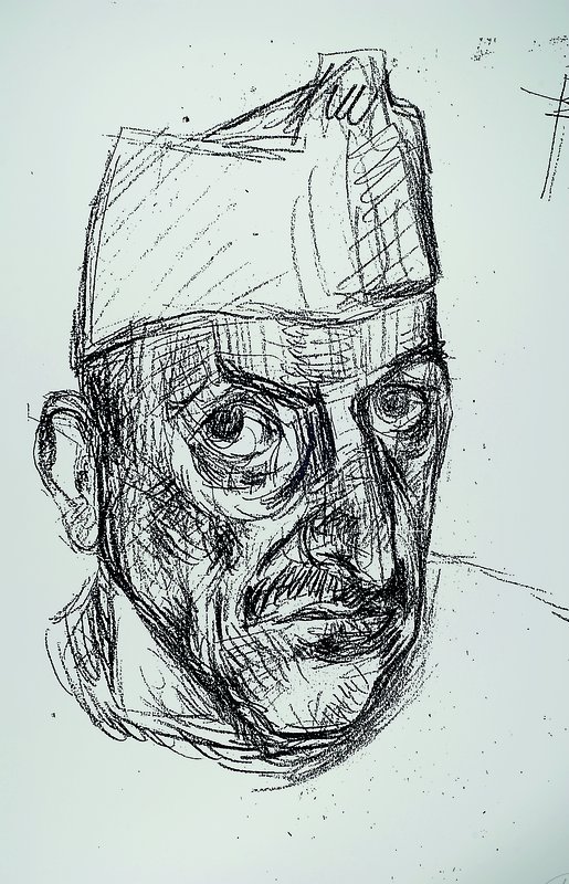 Markus Lüpertz, geb. 1941, Selbstporträt, Siebdruck auf Bütten, handsigniert u. bezeichnet e.a., Auflage 39 Stück + e.a., ca. 106.5x76.5 cm