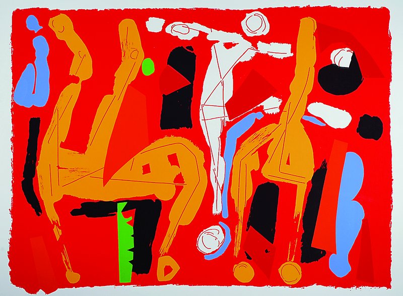 Marino Marini, 1901-1980, "Chevaux et Cavaliers V", Farbserigraphie aus Siae 1994, Acte III, Florence/Italien, Blattgr. ca. 66.5x90 cm