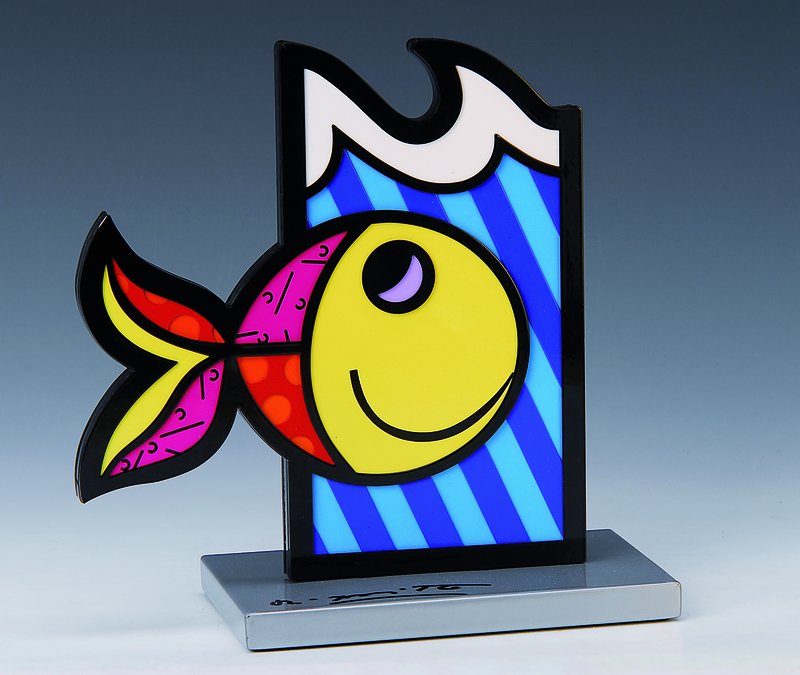 Romero Britto, geb. 1963, Skulptur "Boom Fish" von 2009, Metall, auf Sockel handsigniert und nummeriert 227/1000, H. 25 cm