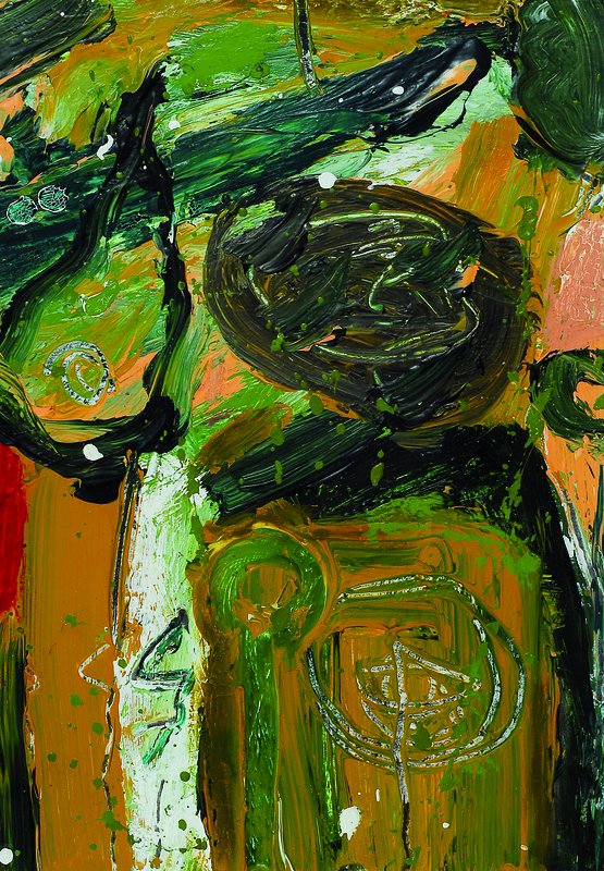 Gerhard Nigl, geb. 1966 Graz, Studium bei Prof. Arnulf Rainer an der Akademie Wien, hier: Himmelstanz-du grüner Tag, Mischtechnik und Acryl auf ...