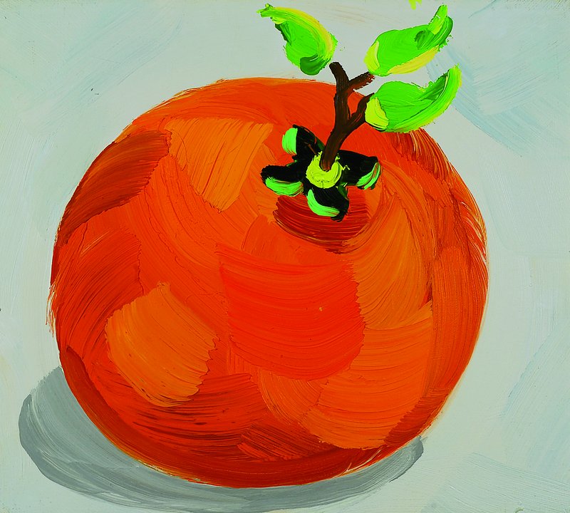 Sybille Kroos, geb. 1965 Bottrop, Studium an der Akademie Düsseldorf bei A.R.Penck, hier: Orange, Öl/Lwd, rückseitig signiert und datiert 2002, ...