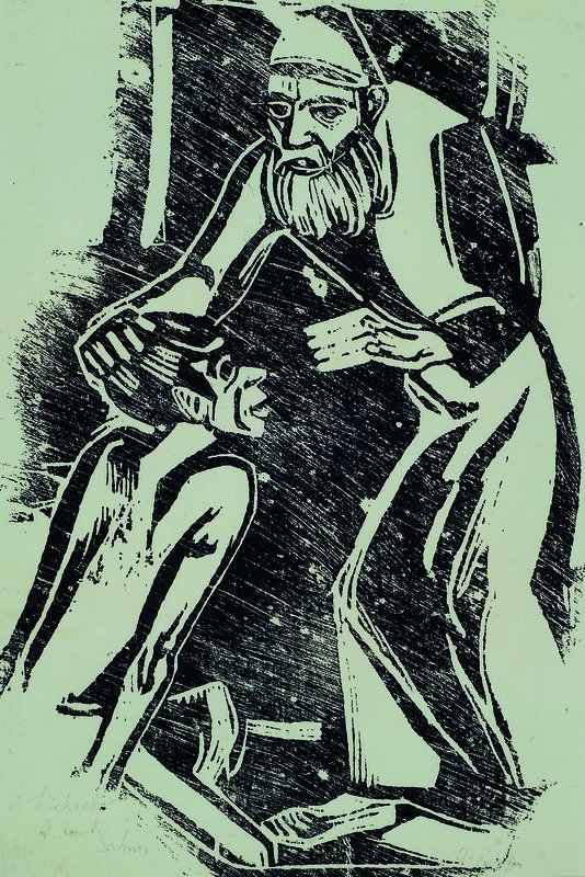 Christian Rohlfs, 1849-1938, Rückkehr des verlorenen Sohnes, Holzschnitt, betitelt, rechts unten signiert, ca. 29x20cm, unter Glas, Rahmen