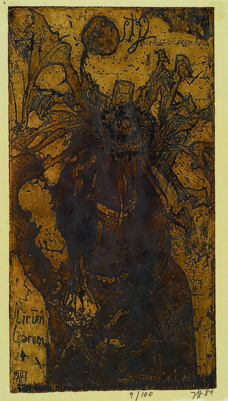 Horst Janssen, 1929-1995, Lirum Larum, Kaltnadelradierung von 1984, handsigniert und num. 9/100, ca. 22x12cm, unter Glas, Rahmen