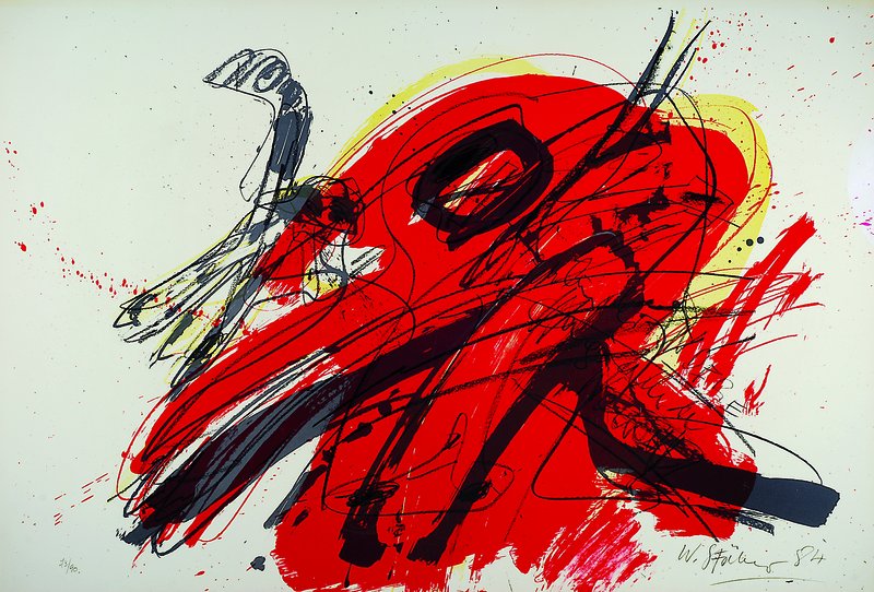 Walter Stöhrer, geb. 1937, Farblithographie, handsigniert und nummeriert 73/90, datiert 84, ca. 62.5x90.5 cm, unter Glas gerahmt