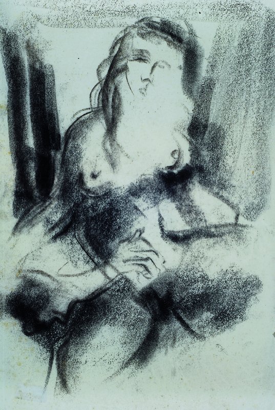 Walter Bernstein, 1901-1981 Neunkirchen/Saar, vier Kohleskizzen auf Papier, davon drei weibliche Akte, diese signiert, ein Frauenporträt unsigniert, ...