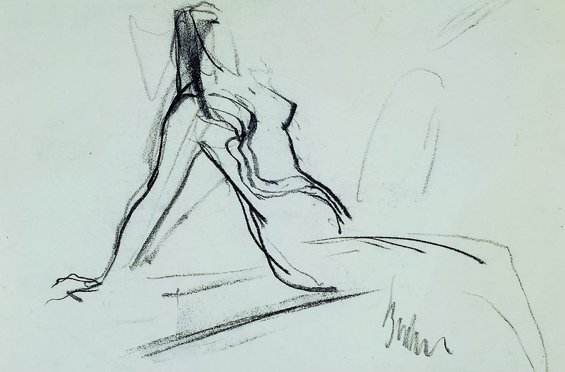 Detail a: Walter Bernstein, 1901-1981 Neunkirchen/Saar, vier Kohleskizzen auf Papier, davon drei weibliche Akte, diese signiert, ein Frauenporträt unsigniert, ...
