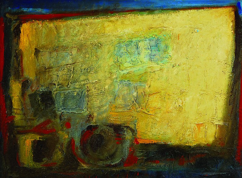 Otto Ditscher, 1904-1987, Abstrakte Komposition, Öl/Hartfaser, rückseitig signiert und datiert 1977, ca. 53x71cm, Rahmen