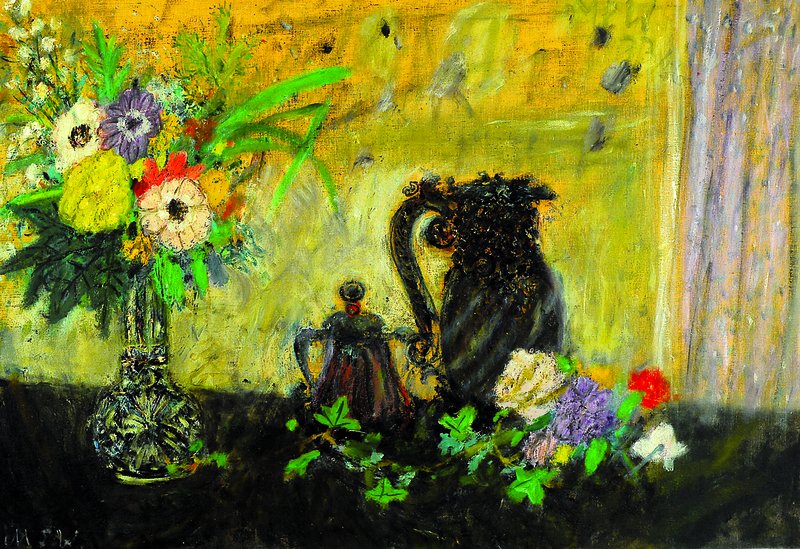 Max Peiffer-Watenphul, 1896-1976, Blumenstillleben mit Krug und Kanne, Öl/Lwd., 1933/1936, rückseitig: Parkeingang, 1931, signiert, WVZ G 244, ca. ...