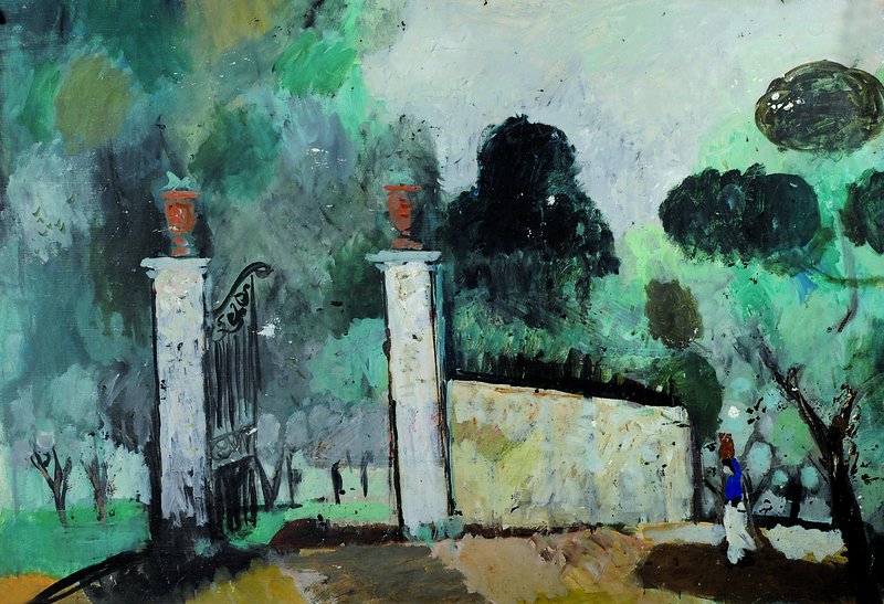 Detail a: Max Peiffer-Watenphul, 1896-1976, Blumenstillleben mit Krug und Kanne, Öl/Lwd., 1933/1936, rückseitig: Parkeingang, 1931, signiert, WVZ G 244, ca. ...