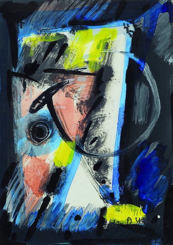 Otto Ditscher, 1904-1987 Neuhofen, Abstrakte Komposition, Mischtechnik auf Papier, signiert und dat. 1984, ca. 20.5x14.5cm, unter Glas, Rahmen