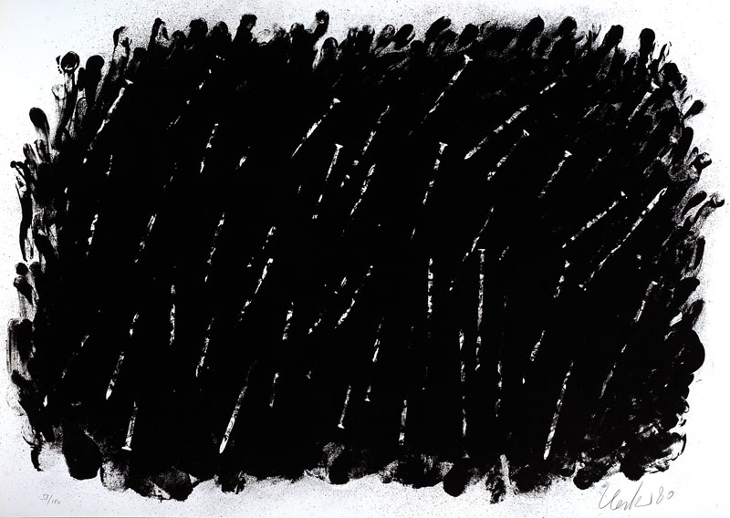 Günther Uecker, geb. 1930, "Bewegung I", Lithographie auf Karton, 1980, handsigniert und nummeriert 51/180, datiert 80, Stempel ...
