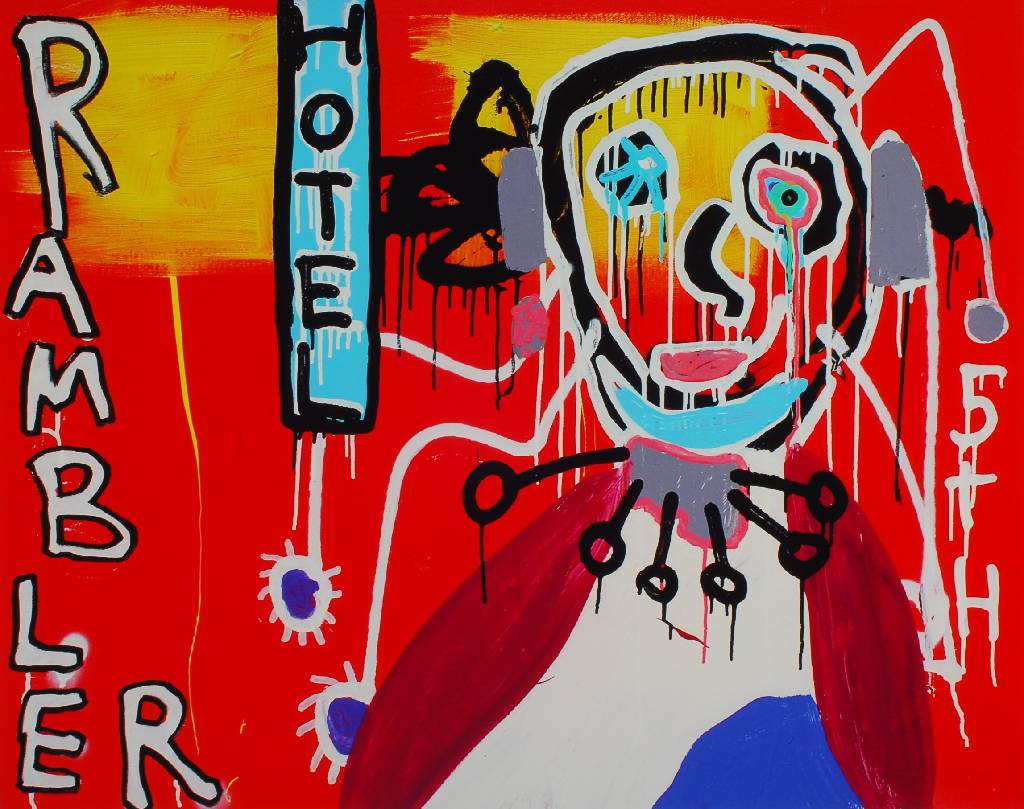 Paul Kostabi, geb. 1962, "AMC Hotel", Giclee auf Bütten, 2013, handsigniert und nummeriert 65/75, ca. 39.5x50 cm, Blattgr. ca. 51.5x61 cm