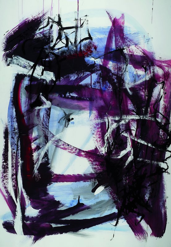 Sigrid Kiesling-Rossmann, geb. 1954, selbständige Künstlerin im Raum Mannheim/Heidelberg, Acryl/Papier, Motiv ca. 99x68.5 cm, Gesamt ca. 135x99.5 ...