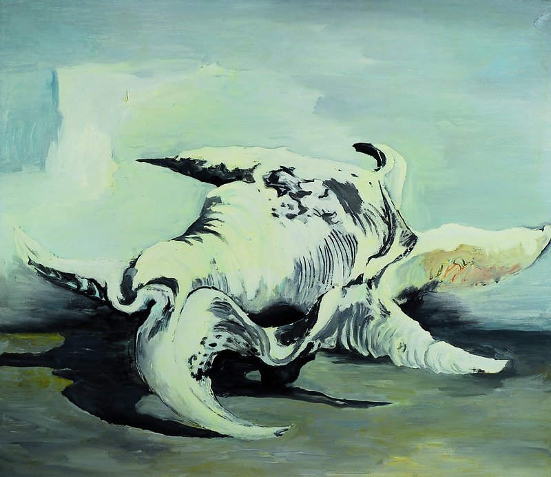 Heinz Seeber, 1930 München - 1998 Triest, "Die Muschel", Öl/Lwd., rückseitig signiert und datiert 80/81, ca. 70,5x81,5 cm