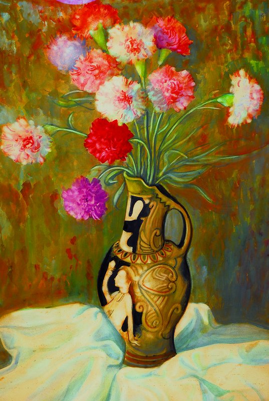 Vasil Antonov Stoilov, 1904-1990, Blumenstillleben, Aquarell/Papier, rechts unten signiert, ca. 68x48 cm, PP, unter Glas gerahmt
