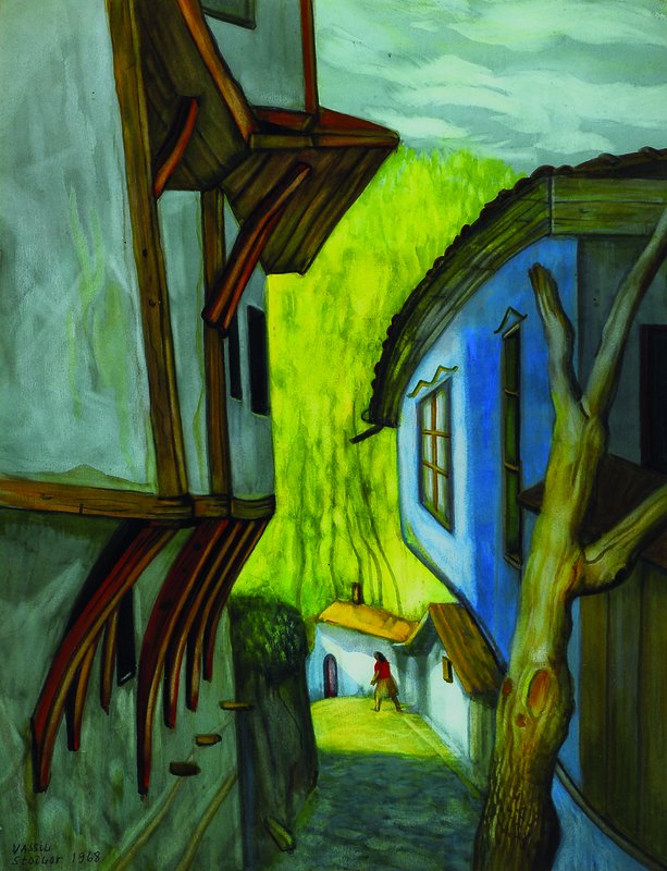 Vasil Antonov Stoilov, 1904-1990, Straßenansicht, Aquarell/Papier, unten links signiert und datiert 1968, ca. 63x49 cm, PP, unter Glas gerahmt