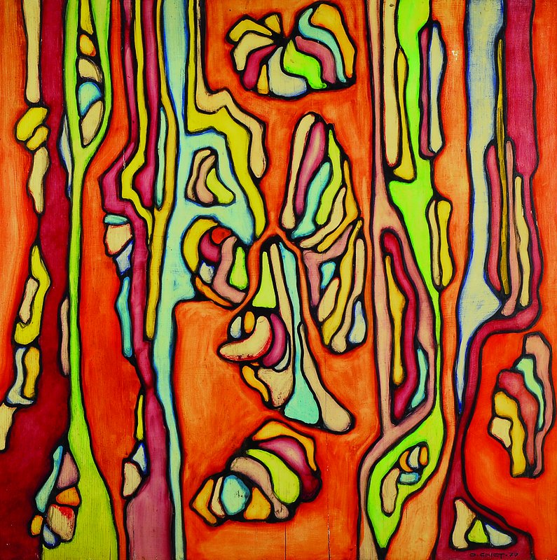 Cmet Omer, zeitgenössischer Künstler, abstrakte Komposition, Öl/Holz, rechts unten signiert, ca. 60x60 cm