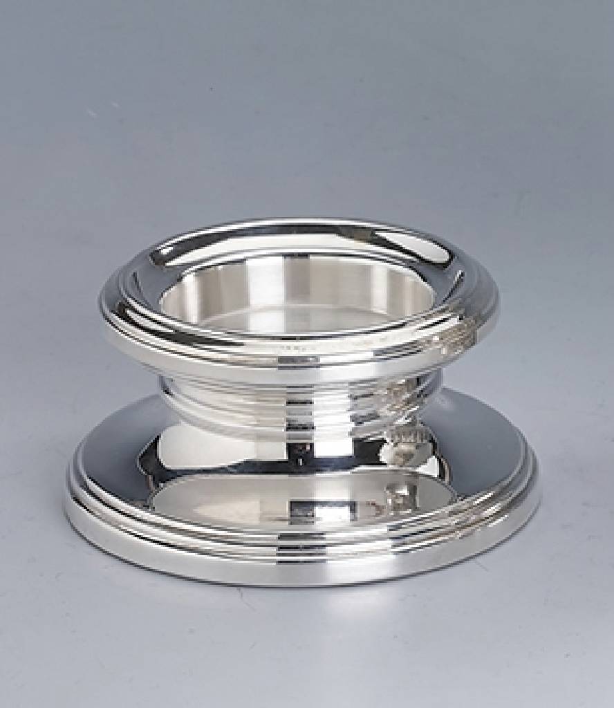 Stumpenleuchter, 925er Silber, England/ Birmingham um 1983, Meistermarke: Bellinger & Co., Ränder mehrfach getreppt, glatte Form, gefüllt, H ca. 4 ...