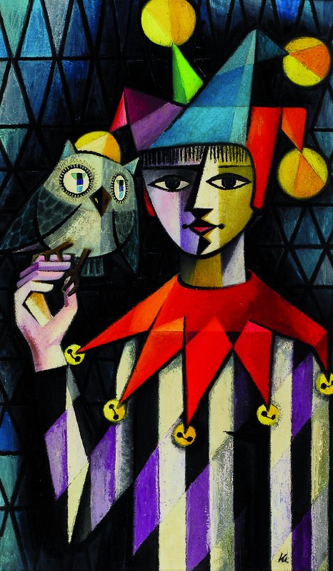 Heinz Klein, 1921 Kaiserslautern-1984 Mehlingen, Till Eulenspiegel, Acryl auf Hartfaser, rechts unten monogrammiert, ca. 100x60cm, Rahmen