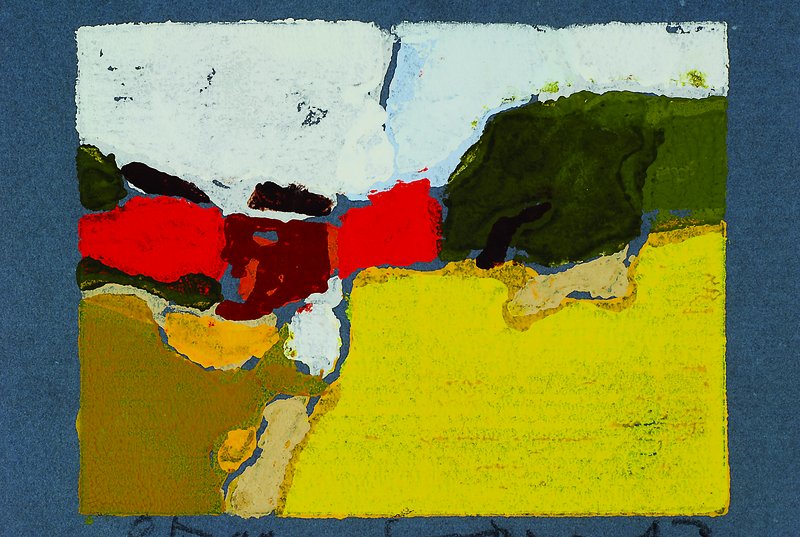 Klaus Fussmann, geb. 1938 Velbert, Farblinolschnitt, Raps bei Katrott, 2013, signiert und nummeriert 8/200, Blattgr. ca. 14.5x16 cm