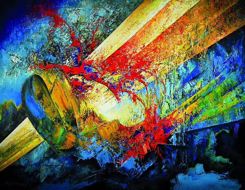 Manfred Herzog, geb. 1949 Ludwigshafen, Gamma, Öl/Lwd., pastoser Farbauftrag, unten links signiert, ca. 100x130 cm
