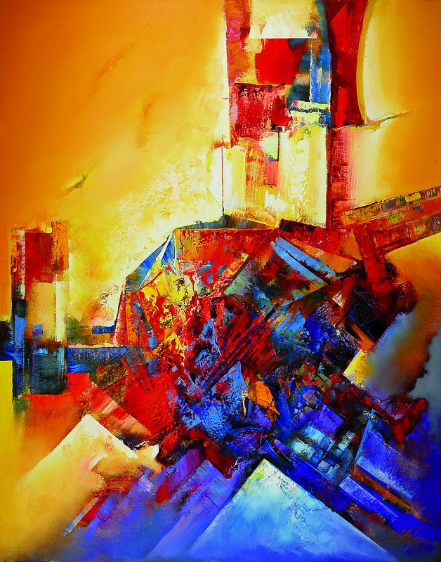 Manfred Herzog, geb. 1949 Ludwigshafen, abstrakte Komposition, Öl/Lwd., pastoser Farbauftrag, unten rechts signiert, ca. 100x80 cm