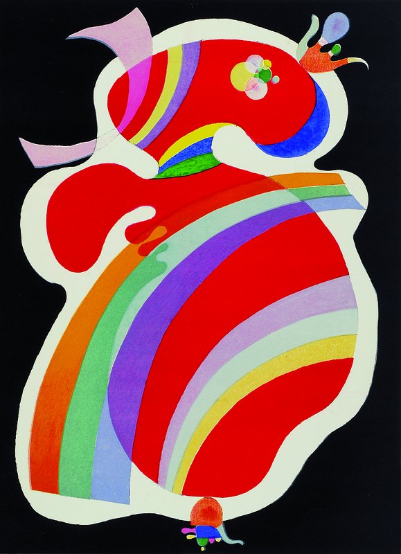 Detail b: Wassily Kandinsky, 1866-1944, 3 Farblithographien aus: Les signes et les masques, Kandinsky und die Musik und Exposition des peintures de la periode ...