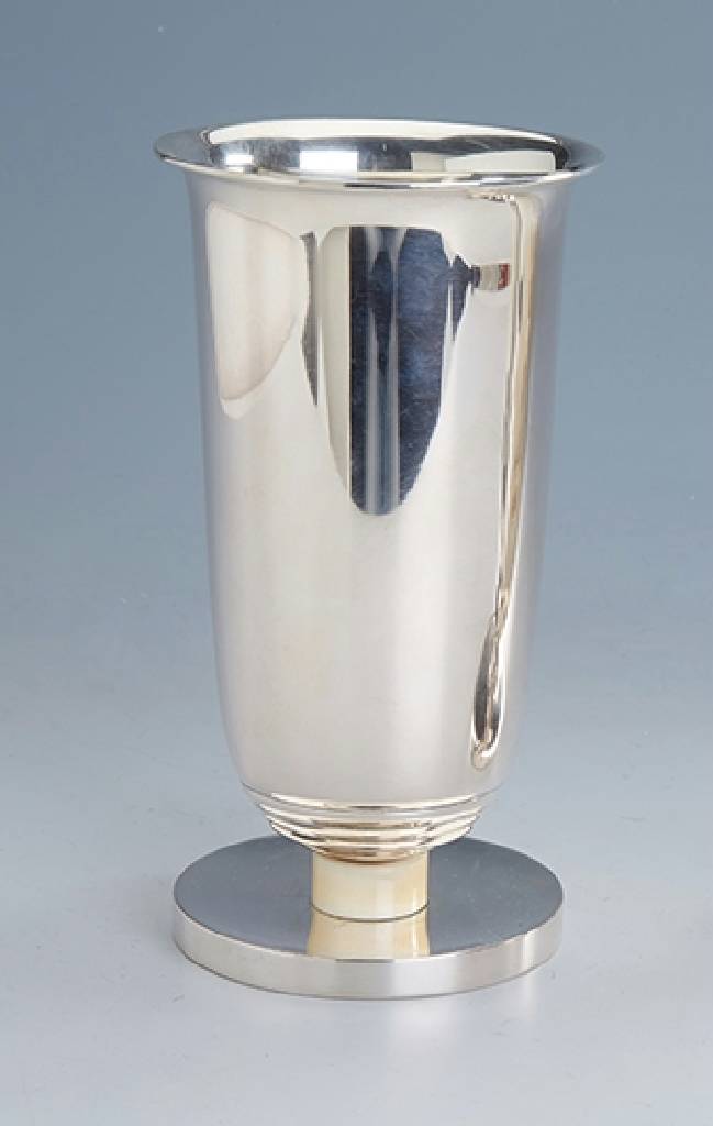 Art-Deco-Vase, 833er Silber und Elfenbein, Niederlande 1951, selten im Angebot, sammelw., H ca. 18.5 cm, ca. 315 g, leicht inegal