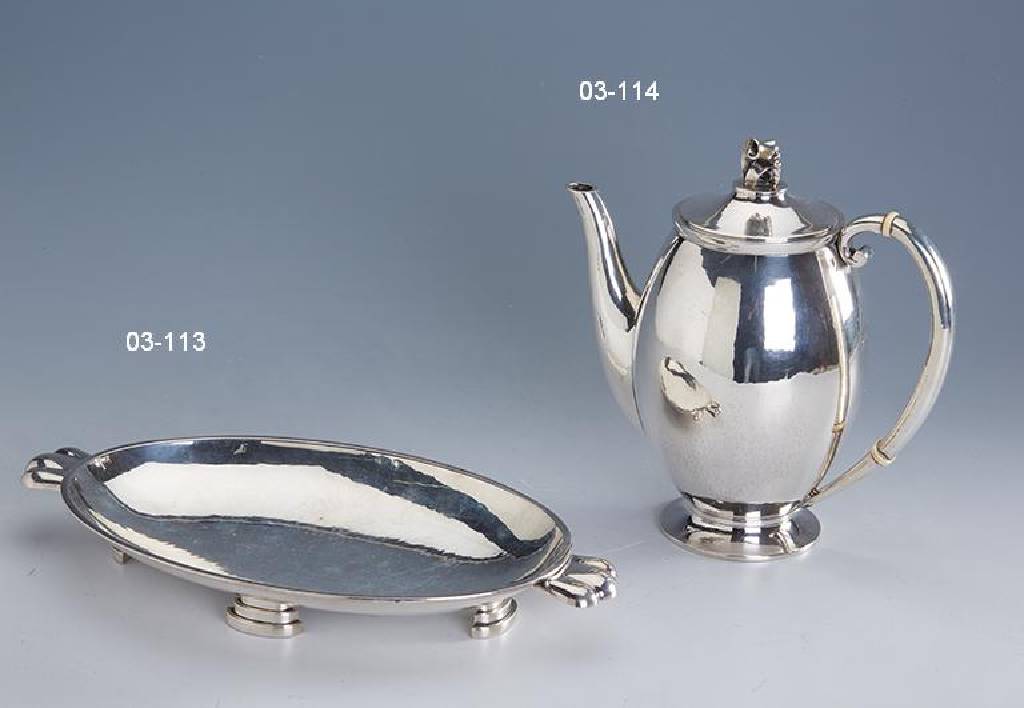 Art-Deco-Schale, 835er Silber, Dänemark Kopenhagen 1930er Jahre, MeistermarkeHugo Gruen, auf 4 getreppten Füssen stehend, für den dt. Markt ...