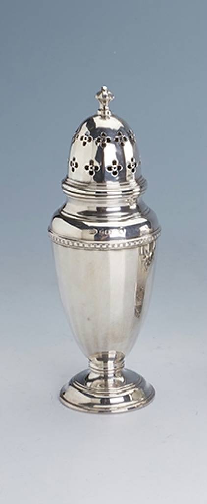 Zuckerstreuer, England Sheffield 1912, 925er Silber, Korpus mehrfach facett., H. ca. 17 cm